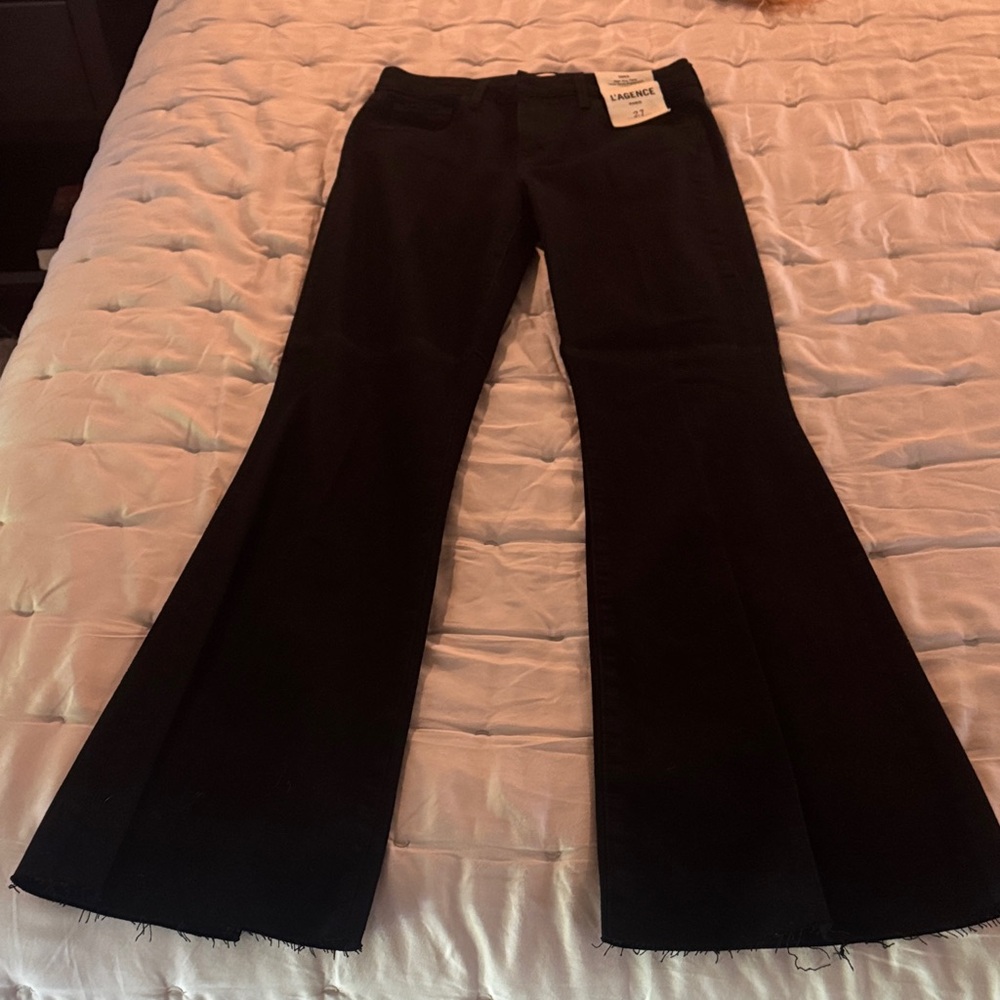 L'AGENCE Black High-Rise Flare Pants